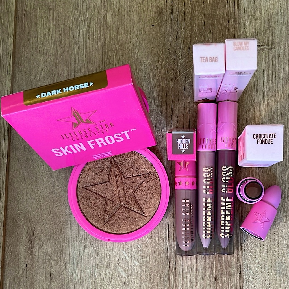 Jeffree Star BUNDLE Skin Frost Highlighter The Gloss & Velvet Trap Lipstick